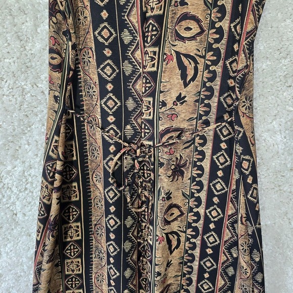 Braemar Jeremy Scott Women Maxi Dress Size 8 Tie Back Aztec Print Summer Vintage - Picture 10 of 15
